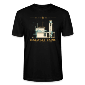 Tee-shirt noir - Poste centrale de secours Malo-les-Bains - Impression devant