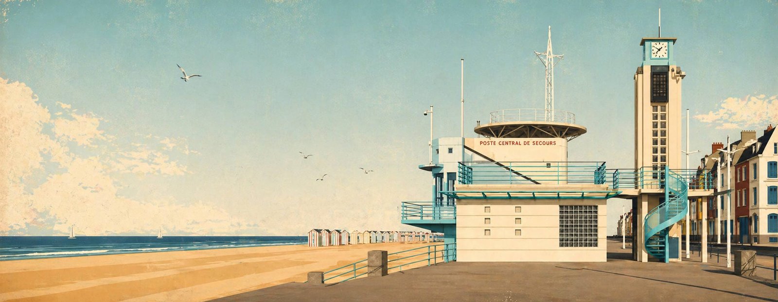 Plage et poste central de secours de Malo-les-Bains