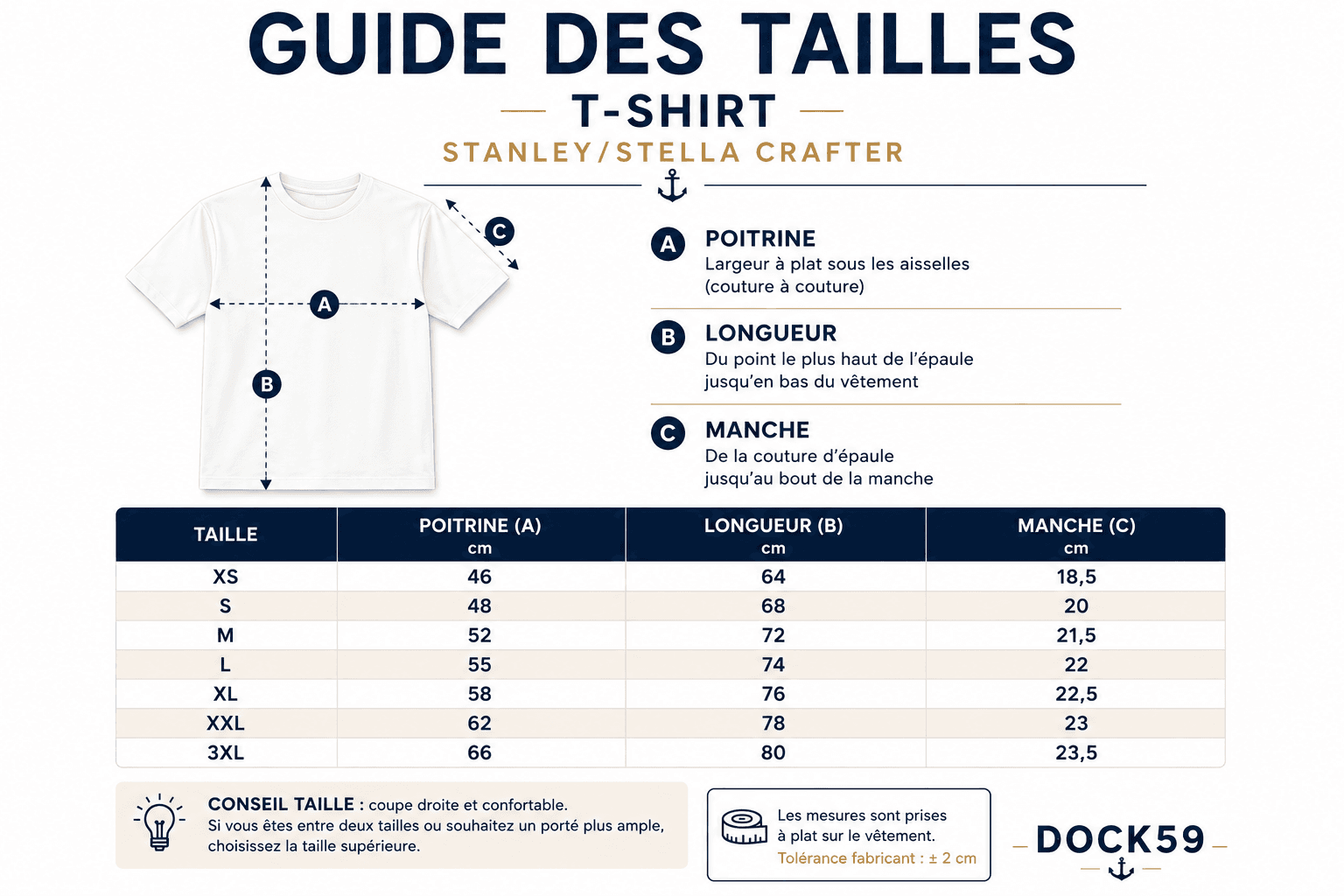 Guide des tailles DOCK59
