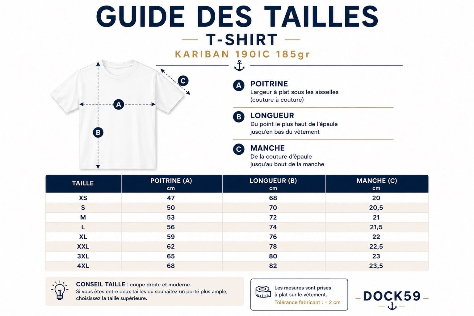 Guide des tailles DOCK59